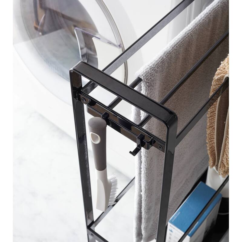 Yamazaki Home Rolling Towel Rack, Steel, Holds 4 bath towels, 1 bath mat, Holds 12.1 lbs - L 5.91 x W 26.38 x H 33.27 inches