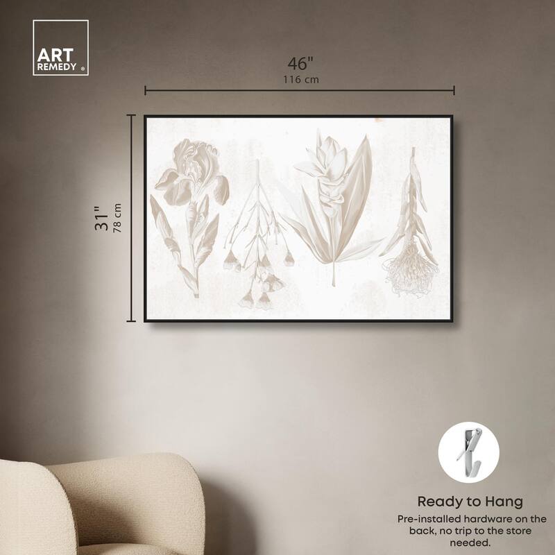 White Pressed Flora Canvas by Art Remedy