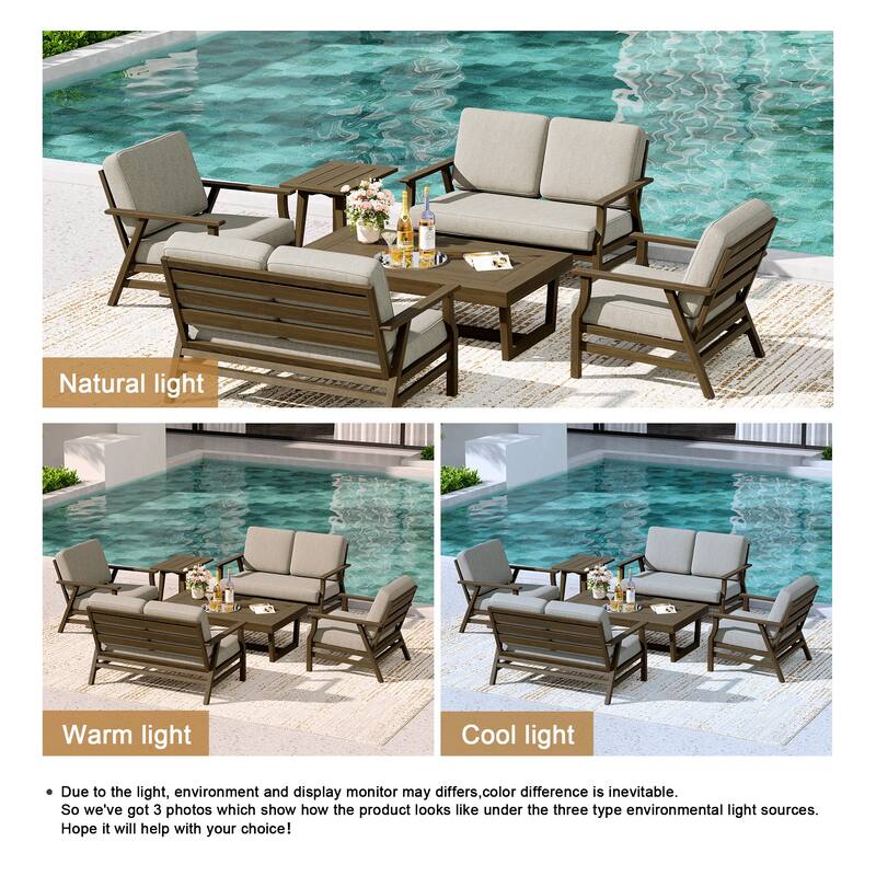 4-Piece Teak Outdoor Conversation Set With 2 Loveseats, Coffee Table & Side Table