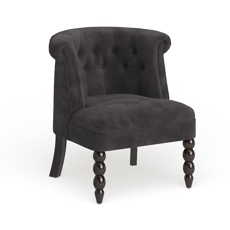 Silver Orchid Heston Victorian Style Contemporary Black Velvet Upholstered Accent Chair - Black