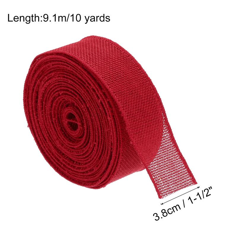 Burlap Ribbon Fabric Wired Edge Dark Orange for Wrapping - Dark Red - 1-1/2 inch x 10 Yards