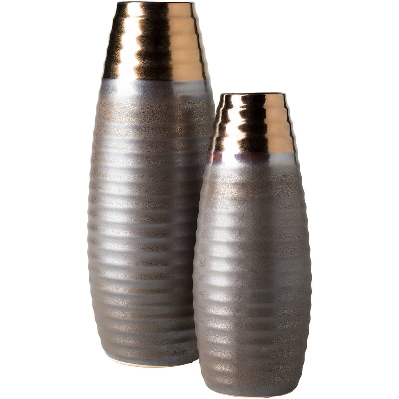 Temujin Gold Ceramic Modern Decorative Vase (Set of 2) On Sale Bed Bath & Beyond 18226990