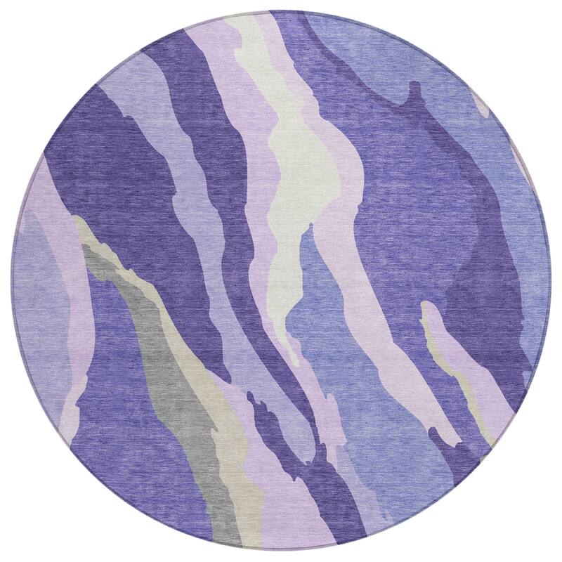 Machine Washable Indoor/ Outdoor Abstract Contemporary Chantille Rug