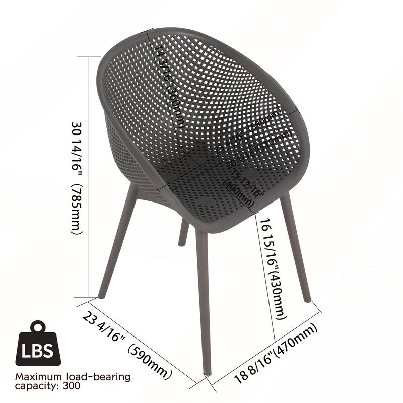 2-Pack Indoor/Outdoor All-Weather PP Plastic Lounge Chairs