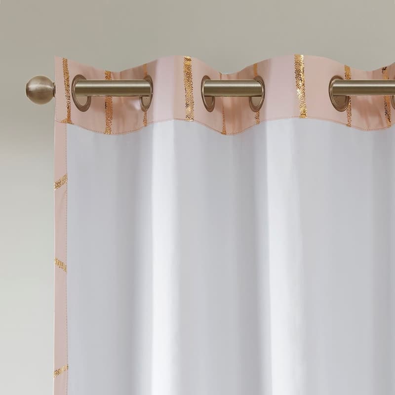 Total Blackout Metallic Print Grommet Top Curtain Panel(Only 1 Pc Panel)