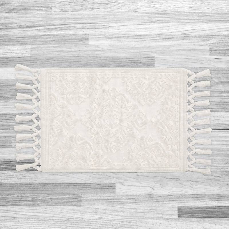 Jean Pierre Ricardo Cotton Fringe Bath Rug