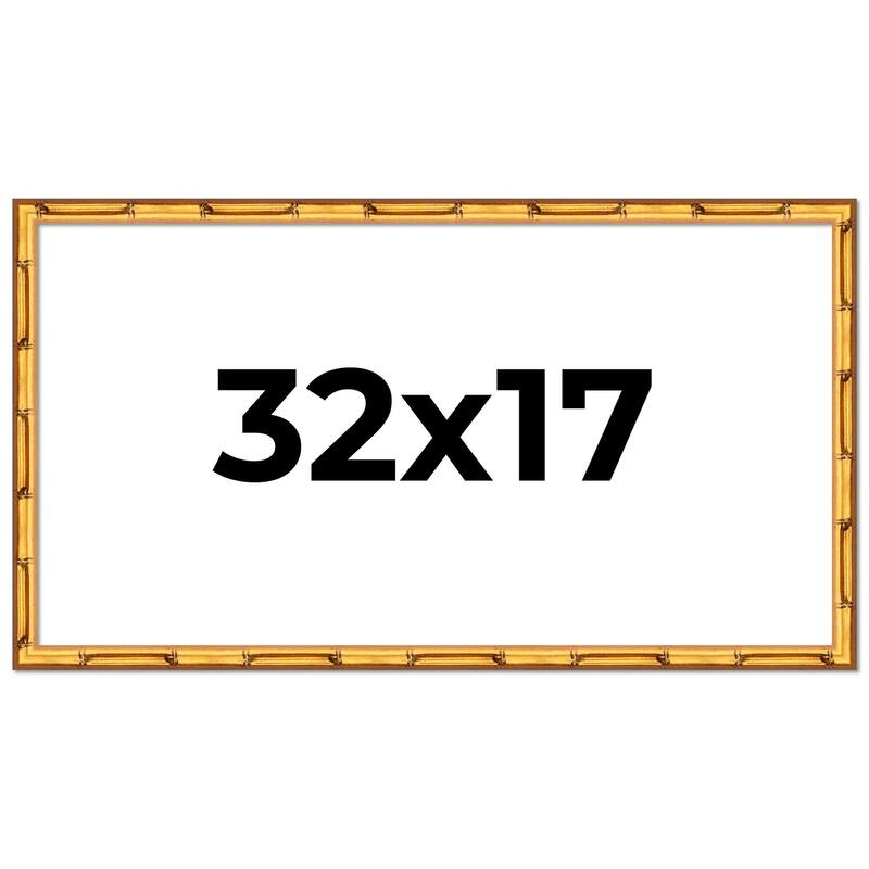 32x17 Frame Gold Bamboo Picture Frame Modern Photo Frame Includes UV Acrylic Shatter Guard Front Acid Free Foam Backing Board
