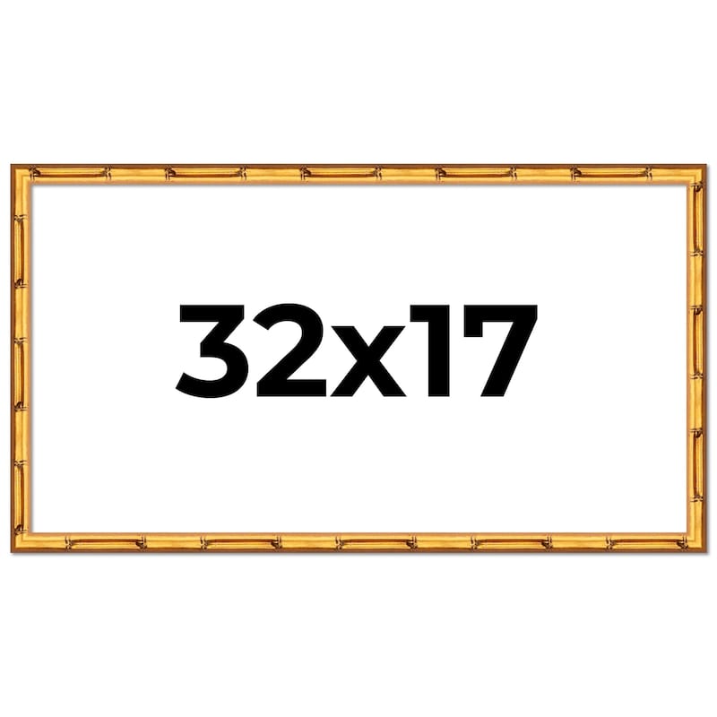 32x17 Frame Gold Bamboo Solid Wood Picture Frame | 1 Inch Moulding