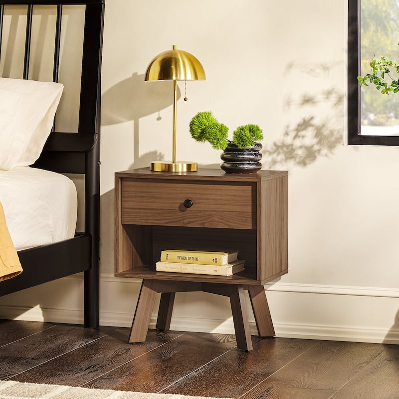 Mid-Century Modern Minimalist 1-Drawer Nightstand for Living Room, Bedroom and Office