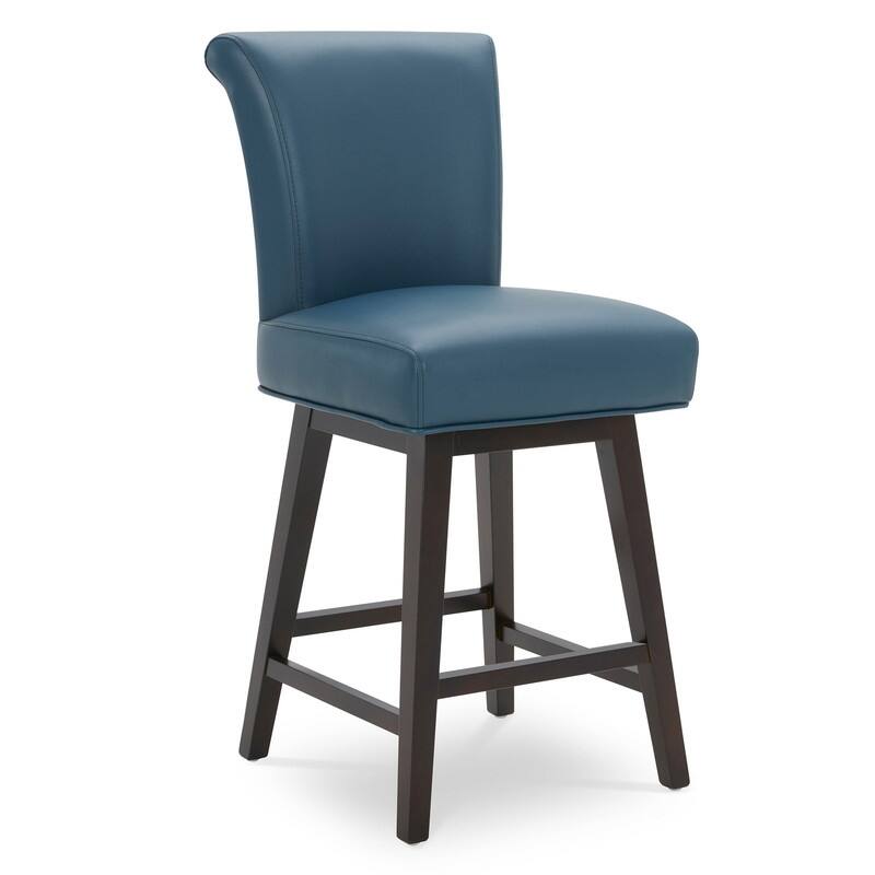 Spruce & Spring Noah Modern Upholstered Counter Height Swivel Barstool Single - Blue