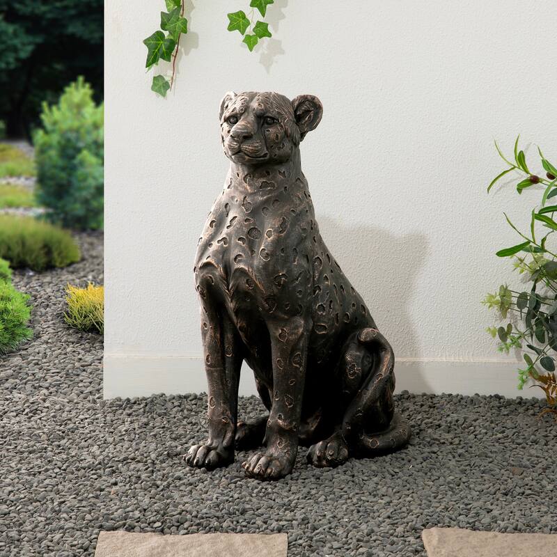 Glitzhome 23.25''H MGO Bronze Leopard Statue