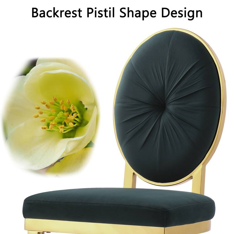Mid-Century Modern Velvet Upholstered Side Chair with Metal Frame and Polished Stainless steel Legs