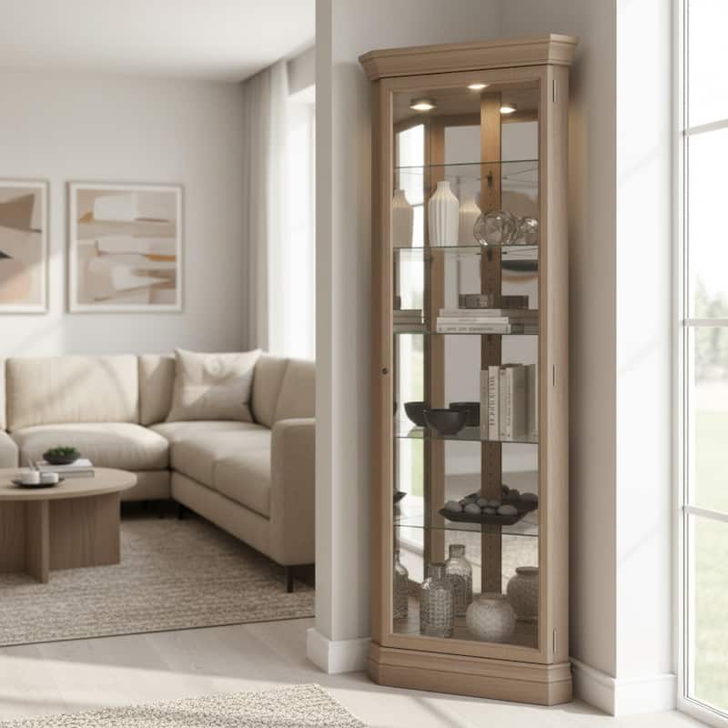 Howard Miller Delia III 6-shelf Solid Wood Corner Curio Cabinet - Natural