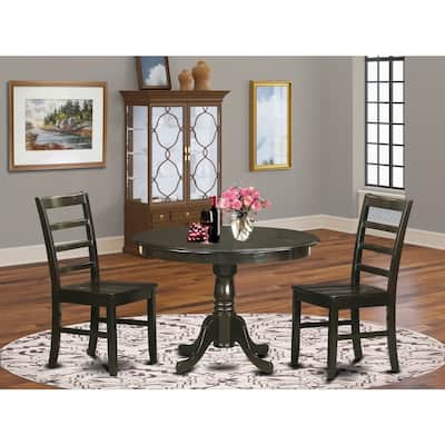 HomeStock 3-Pc Cappuccino Solid Wood Top - Dining Room Set - Seats 4