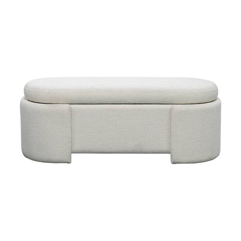 Roomfitters 48" Oval Storage Bench, Martha Stewart Lily Pond Collection, Soft-Close Lid & Hidden Storage, Ivory