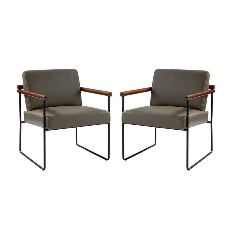 Justo Modern Accent Armchair with Metal Base and Removable Cushion Set Of 2 By HULALA HOME