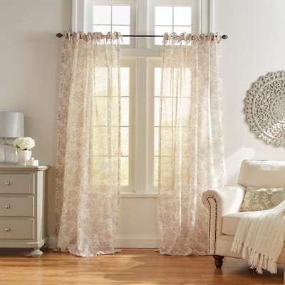 Westport Floral Tie-Top Sheer Window Curtain