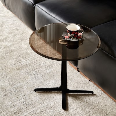 End Table Glass Top Side/End Drink Table - Tall Modern Round Accent Metal Nightstand Furniture