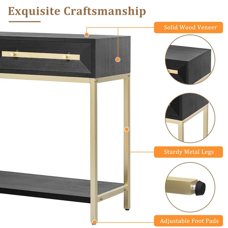 Retro Console Table with Striking Geometric Design for Entryway