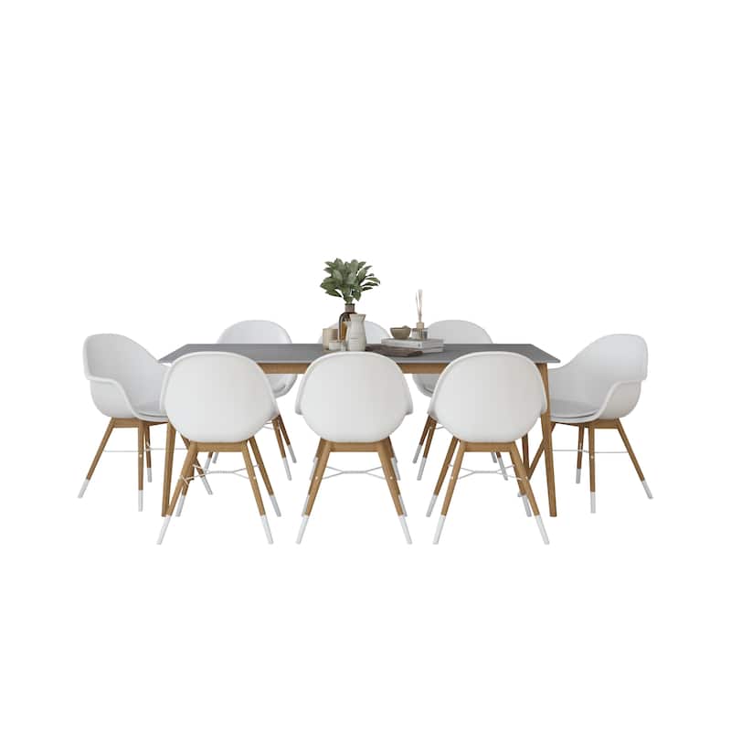 Midtown Concept FSC Certified Wood Brune 9pc Indoor Dining Room Set With Cushions