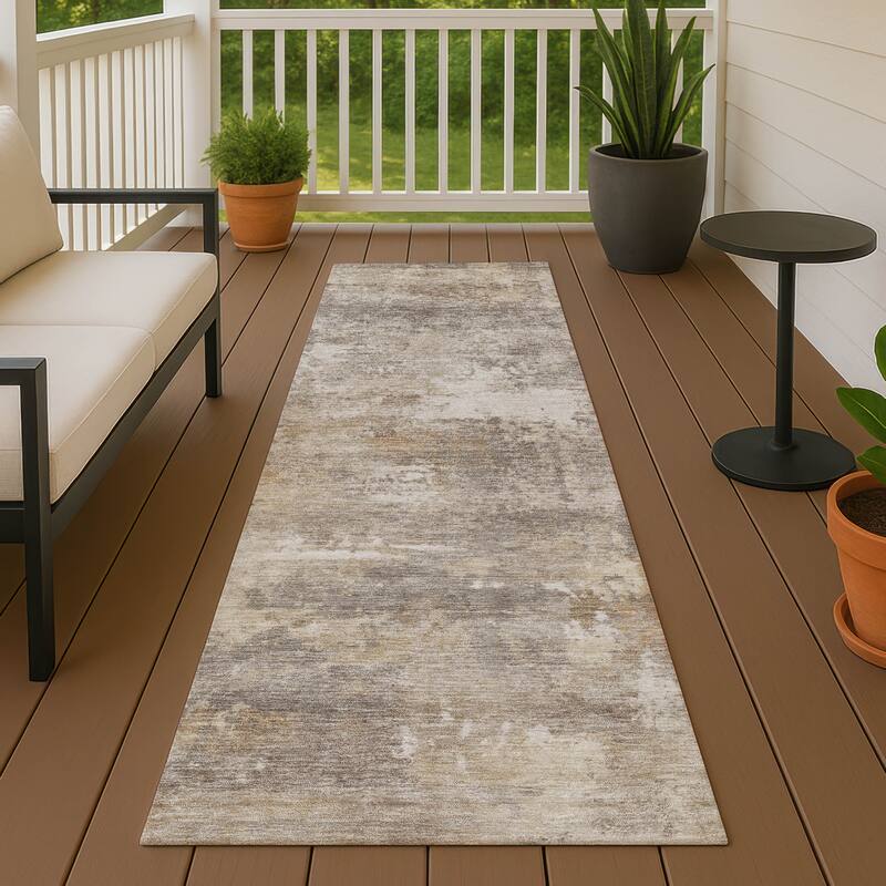 Machine Washable Indoor/ Outdoor Casual Ombre Chantille Rug - Pewter - 2'3" x 7'6"