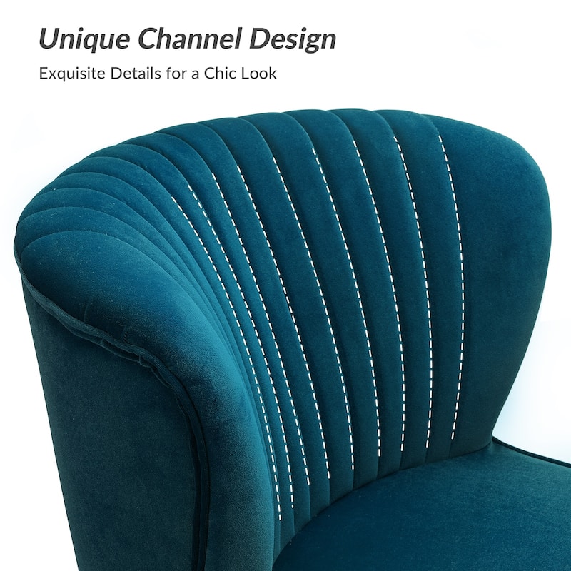 Monica 22''W Upholstered Modern Tufted Accent Side Chair with Gold Legs by HULALA HOME