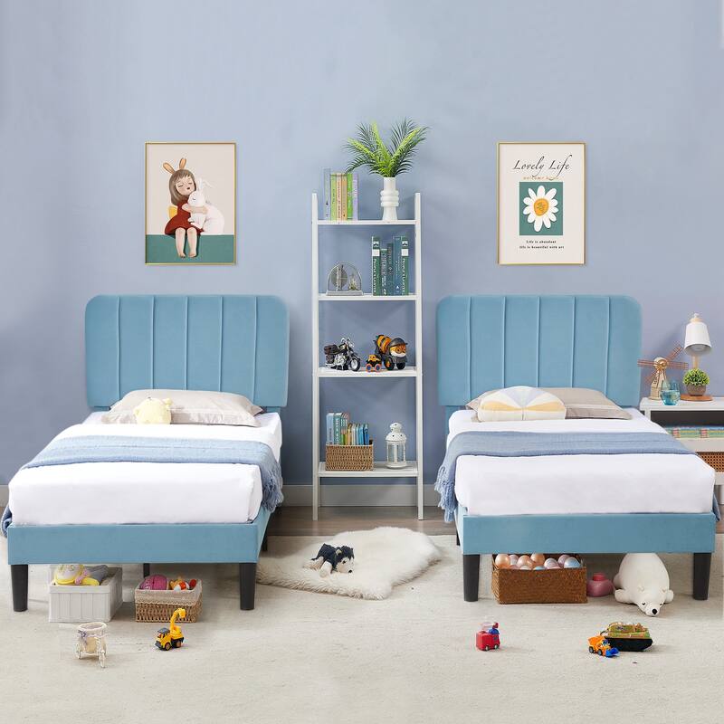 Javlergo Upholstered Bed Frames with Height-adjustable Headboard