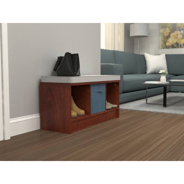 Porch & Den Southbrook 3-cube Storage Bench w/ Grey Cushion