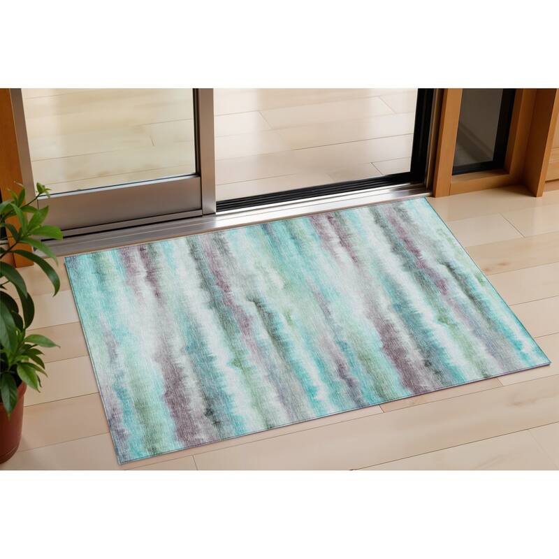 HomeRoots Striped Transitional Rectangle Outdoor Rug - 3' x 5'
