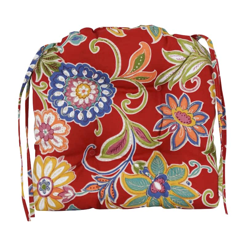 16-inch Rounded Back Tufted Indoor/Outdoor Chair Cushions (Set of 4) - 16"