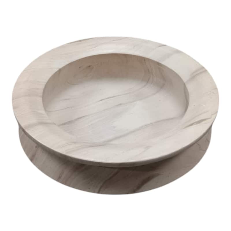 Marble Stone Bowl Valencia Design for Home Office - 4" Ivory - 14" x 14" x 4"