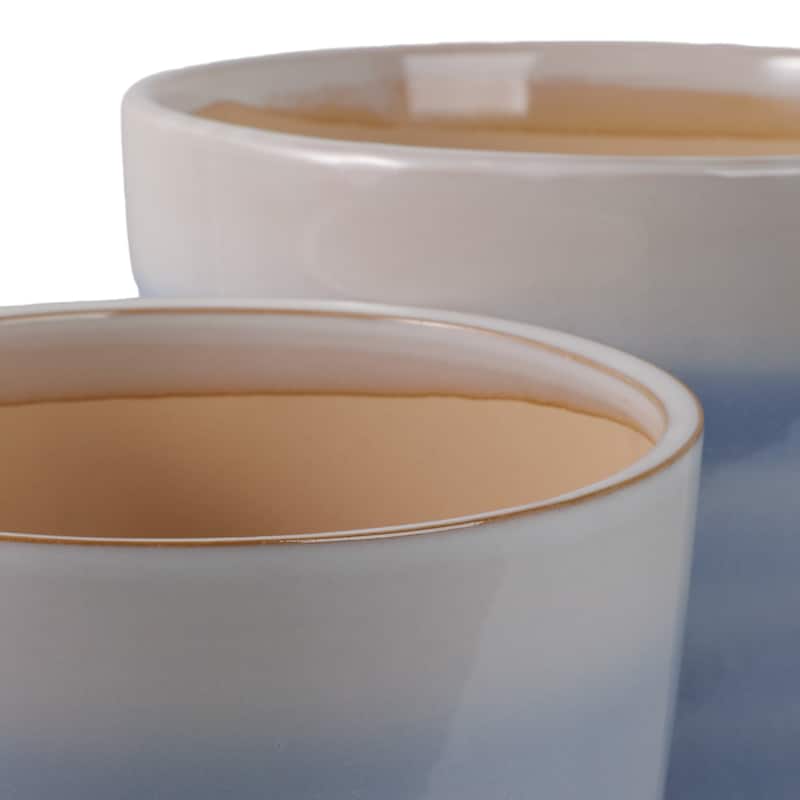 Ceramic Stone Planter Pots with Drainage Holes and Glossy Glazed Finish