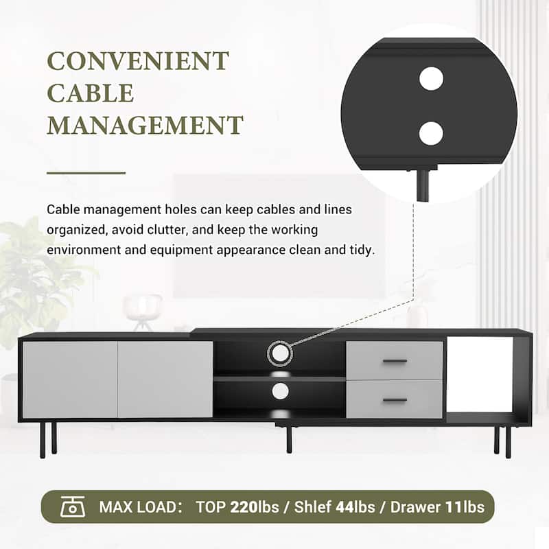 70.8" TV Stand with 2 Doors and Large Storage Cabinet for TVs Up to 80"