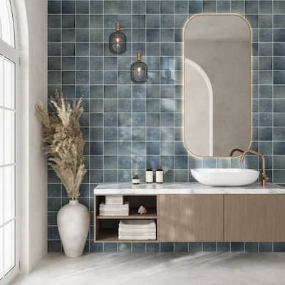 Zahara 6x6 Dusty Blue Porcelain Zellige Square Wall and Floor Tile (5.38 sq ft/case) - 22 Pack