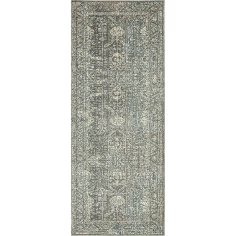 Anila Collection Light Blue, Beige and Silver Transitional Oriental Area Rug