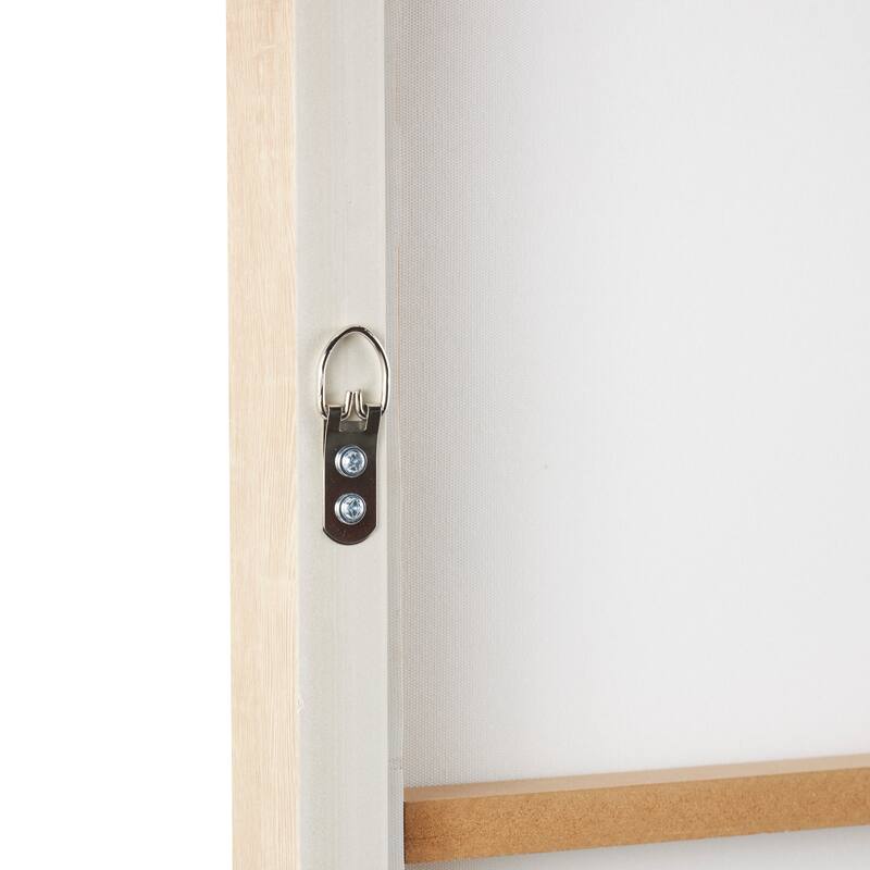 Beige or White Wooden Geometric Framed Wall Art with Abstract Circles and Brown Wooden Frame