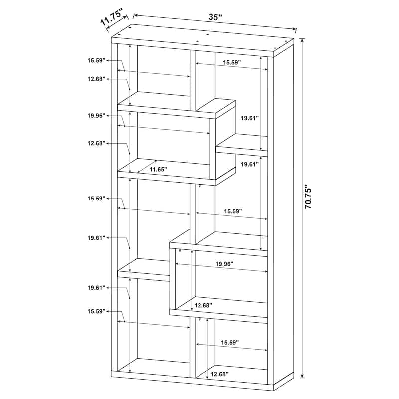 Theo 71-inch 8-compartment Wood Bookshelf