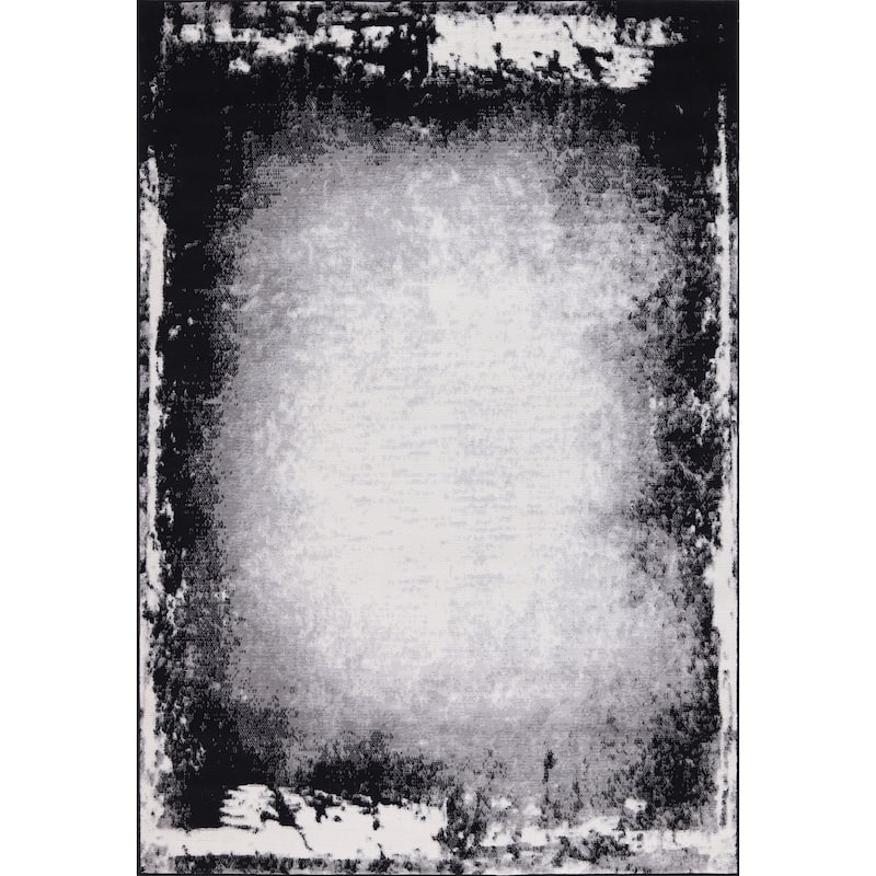 Dream Collection Abstract Moroccan Motif Black and Grey Rug