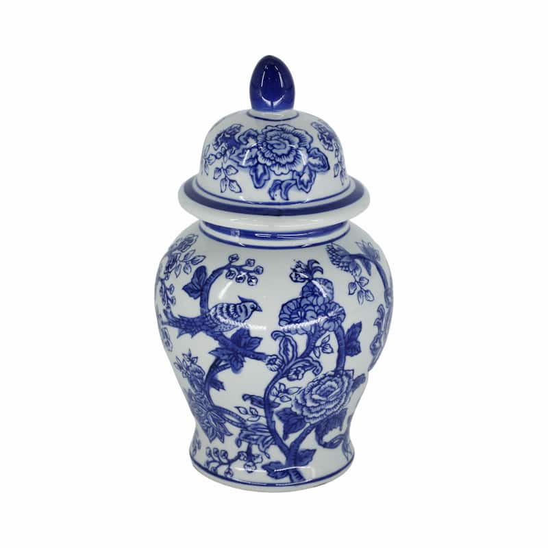 Sagebrook Home Ceramic Chinoiserie Ginger Jar with Lid