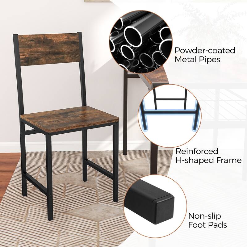 Gymax Set of 4 Dining Chairs w/Metal Legs Slanted Back Wide Seat for