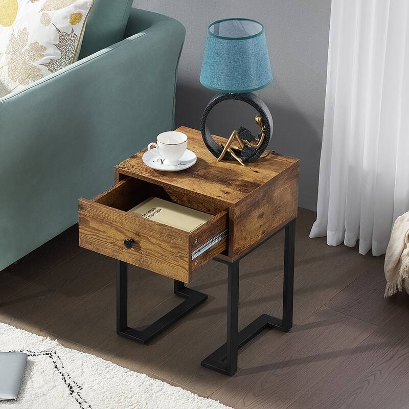 VECELO Modern 1-Drawer Wood Nightstands