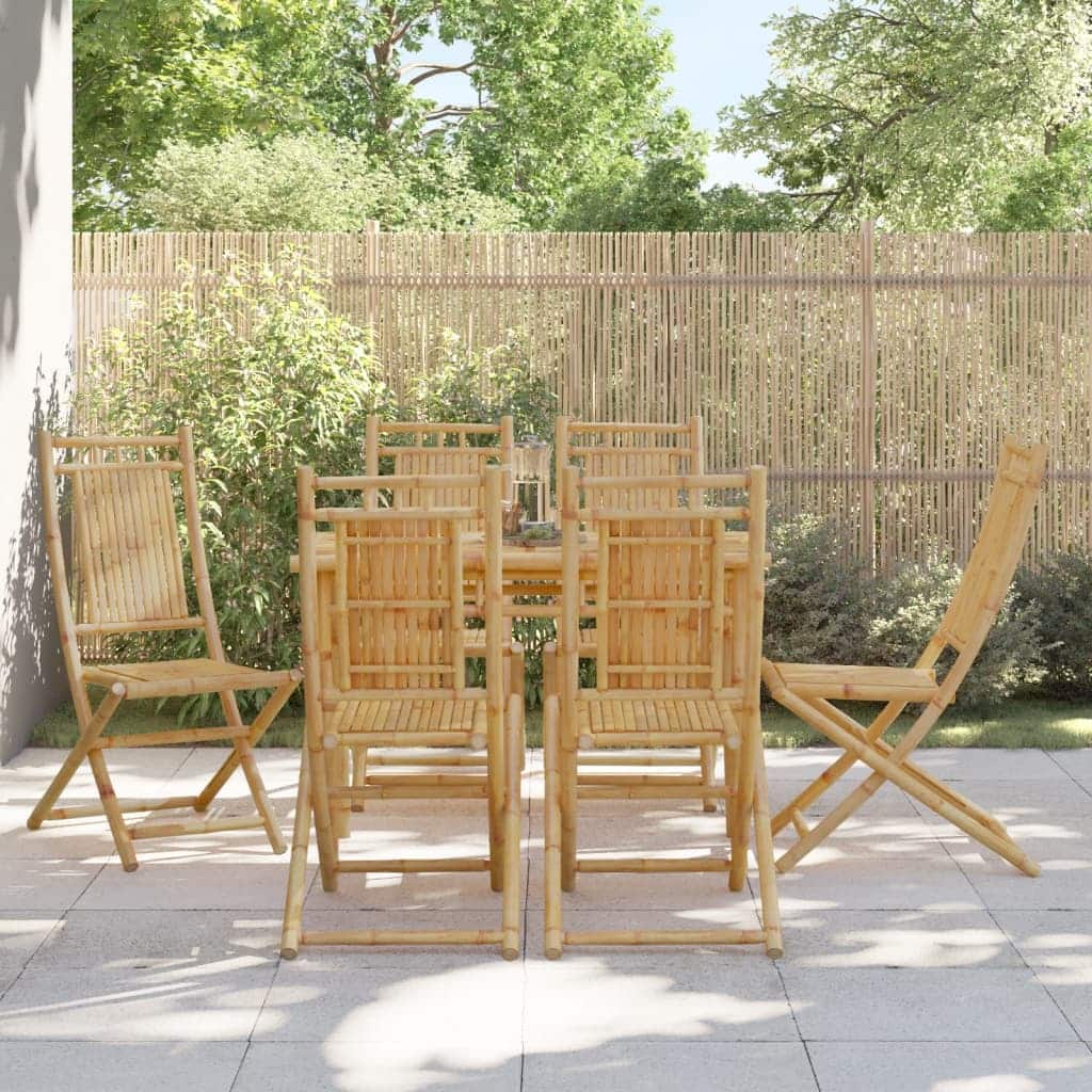 vidaXL Folding Patio Chairs Seating Garden Outdoor Balcony Furniture Bamboo - 26.0 x 18.1 x 39.0 in