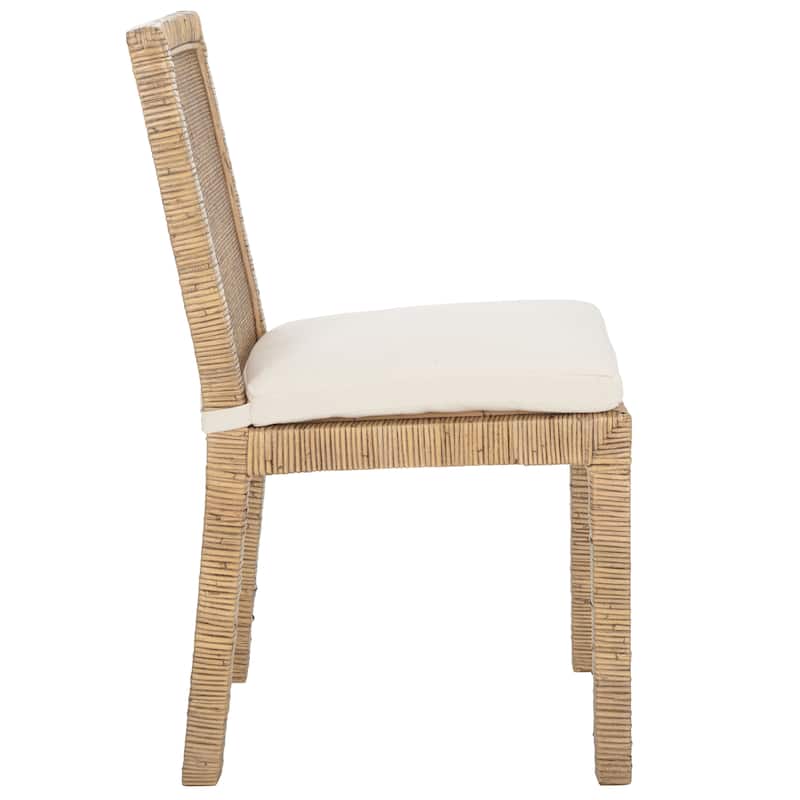 SAFAVIEH Jessye Cane Dining Room Chair with Cushion (Set of 2) - 21.7" W x 18.1" L x 38.6" H - 22"W x 18"D x 35"H