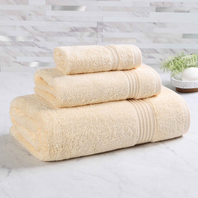 Superior Heritage Egyptian Cotton Absorbent 3-Piece Towel Set - Canary