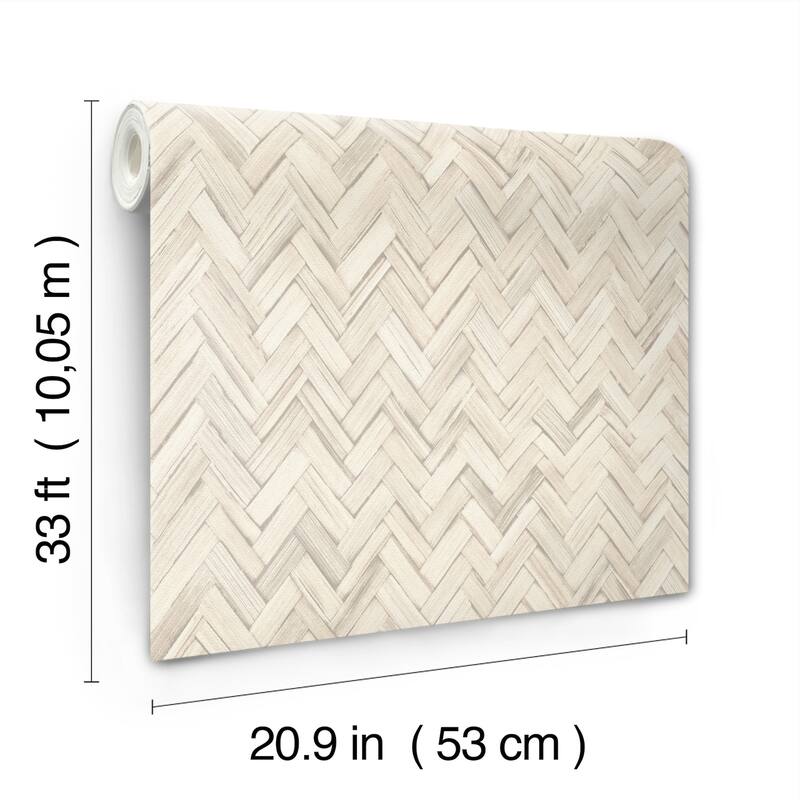 A-Street Prints Ellery Beige Herringbone Wallpaper