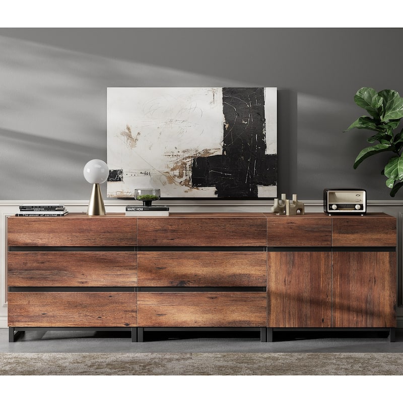 WAMPAT Storage Cabinet, 3 in 1 Modern Sideboard
