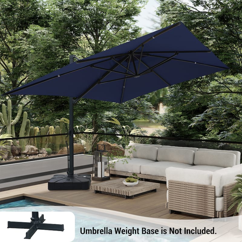 13ft Aluminum Rectangular 2-Top Crank Market Cantilever Umbrella