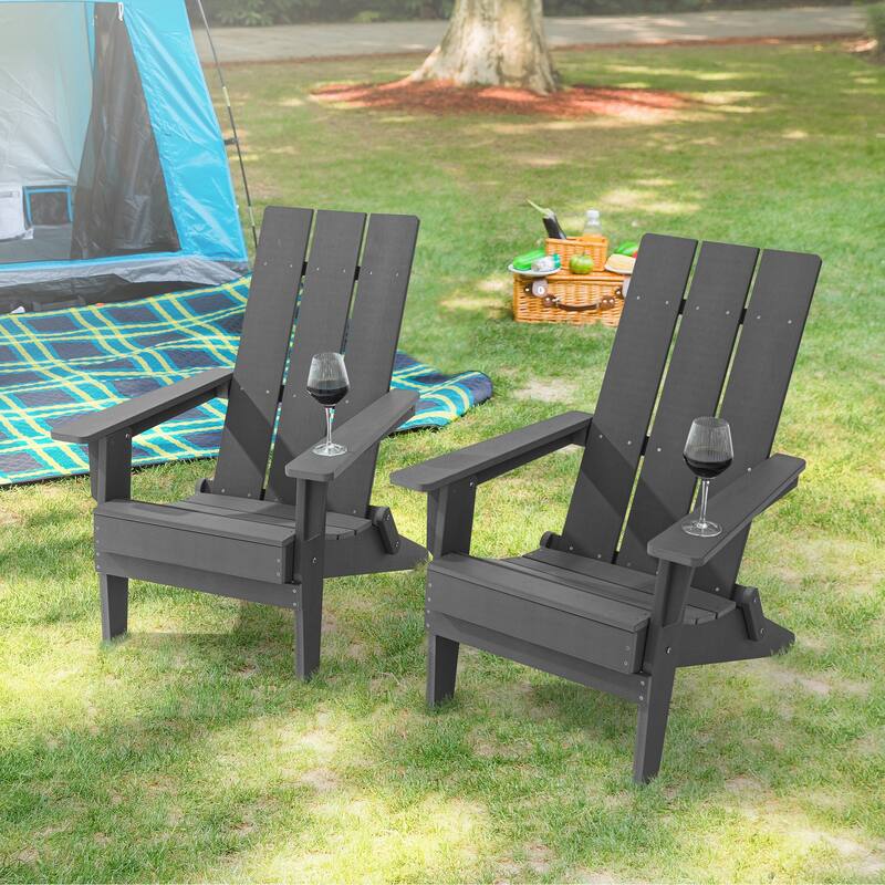 LIVOOSUN Patio Foldable Chair With Armrests,Resin Waterproof-Set of 2