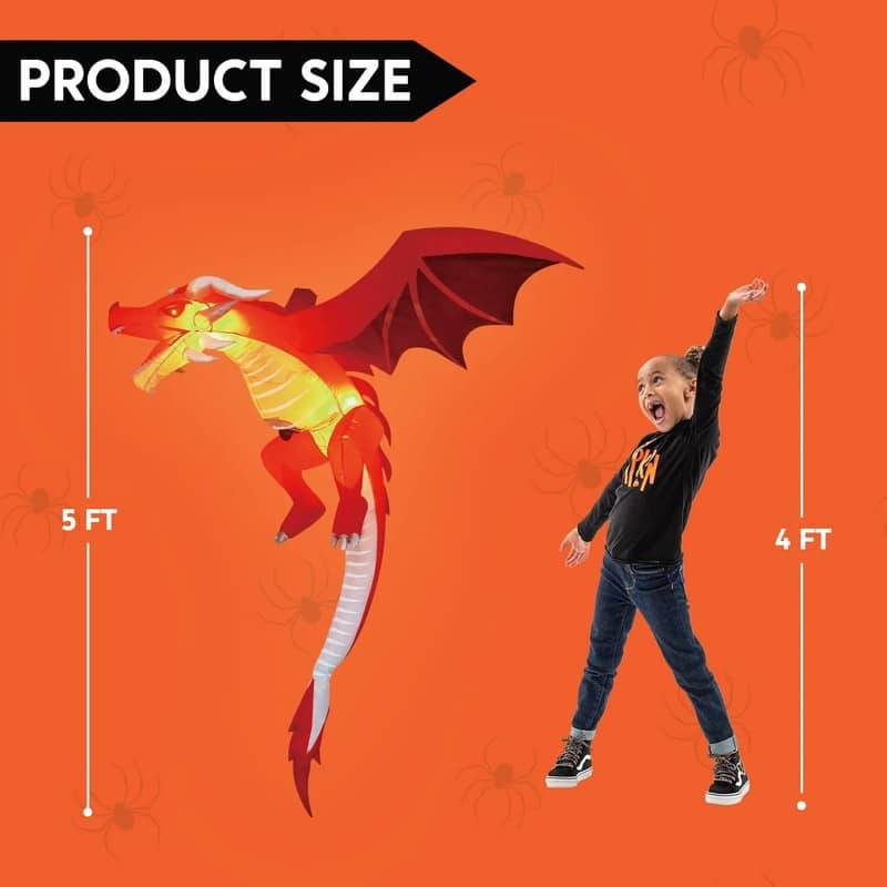5 FT Halloween Inflatable Hanging Flying Dragon