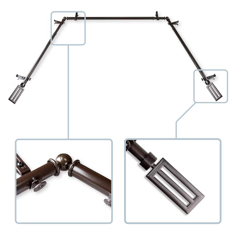 InStyleDesign Cavalier 13/16" Bay curtain rod 20"-36", 38"-72" - Cocoa